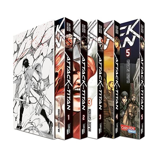 Attack on Titan, Bände 1-5 im Sammelschuber mit Extra: Atemberaubende Fantasy-Action im Kampf gegen grauenhafte Titanen