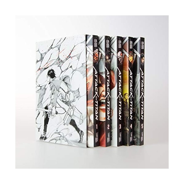 Attack on Titan, Bände 1-5 im Sammelschuber mit Extra: Atemberaubende Fantasy-Action im Kampf gegen grauenhafte Titanen