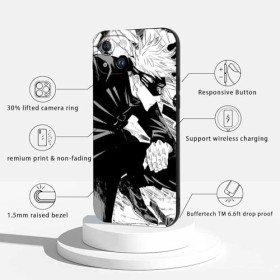 2 Pièces Coque pour Apple iPhone 14 Plus 6.7, avec Anime motif Jujutsu Kaisen Gojo Satoru Itadori Yuji Manga Antichoc TPU S