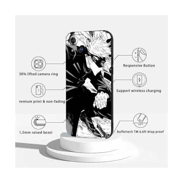 2 Pièces Coque pour Apple iPhone 14 Plus 6.7, avec Anime motif Jujutsu Kaisen Gojo Satoru Itadori Yuji Manga Antichoc TPU S