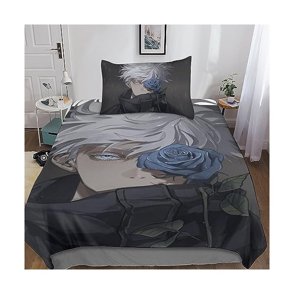 Jujutsu Kaisen Sets De Housses De Couettes 3D, Imprimé 2 pièces Microfibre Parure De Lit, Anime Housse De Couette avec Taies 