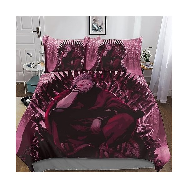 Jujutsu Kaisen Sets De Housses De Couettes 3D, Imprimé 2 pièces Microfibre Parure De Lit, Anime Housse De Couette avec Taies 