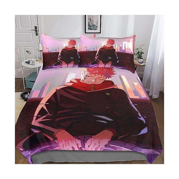Jujutsu Kaisen Sets De Housses De Couettes 3D, Imprimé 2 pièces Microfibre Parure De Lit, Anime Housse De Couette avec Taies 