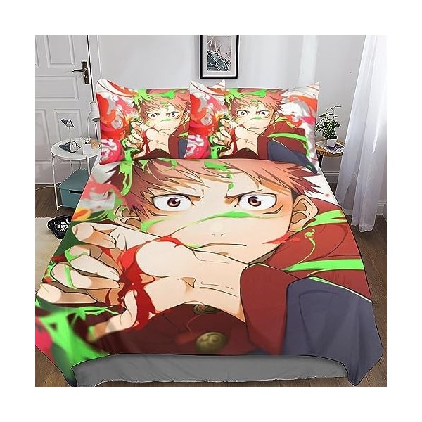 Jujutsu Kaisen Sets De Housses De Couettes 3D, Imprimé 2 pièces Microfibre Parure De Lit, Anime Housse De Couette avec Taies 