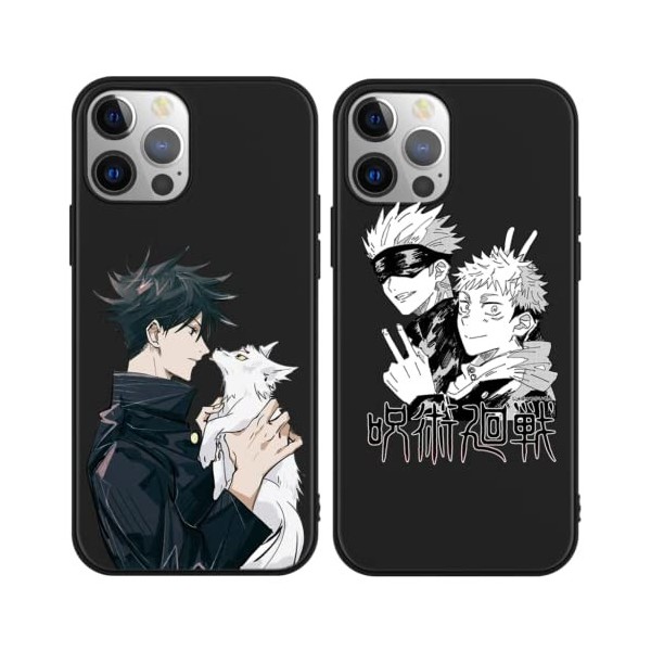 2 Pièces Coque pour iPhone XS/iPhone X 5.8 avec Anime Jujutsu Kaisen Gojo Satoru Itadori Yuji Manga 3D Imprimé Motiv Case D