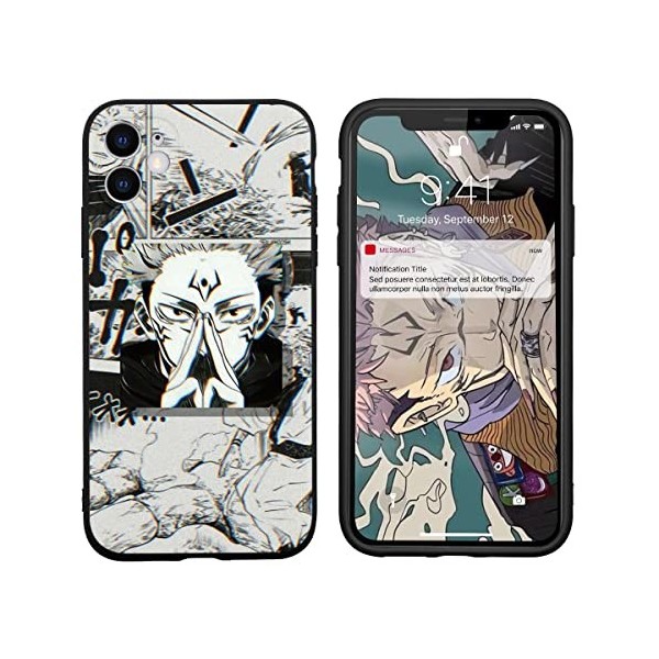 Coque pour Apple iPhone XR 6,1" Antichoc Transparent Silicone TPU Protection Housse, Étui de Téléphone Anime Jujutsu Kaisen C