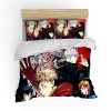 NICHIYO Jujutsu Kaisen Parure de lit 3 pièces avec housse de couette et taie doreiller, microfibre, impression numérique 3D 