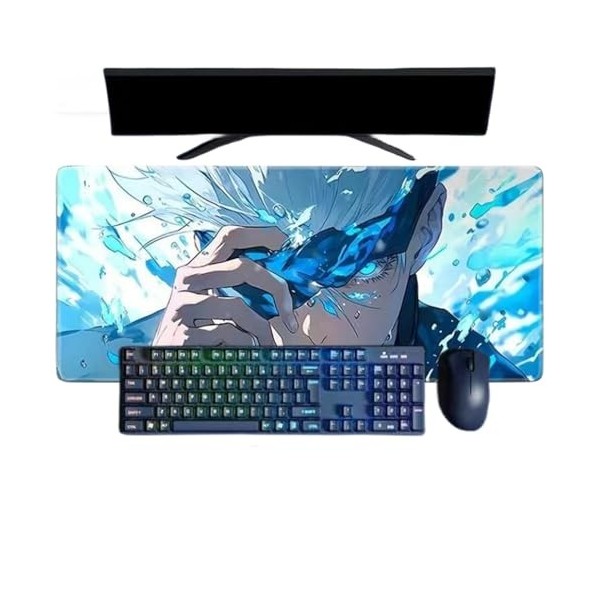 ButkUs Jujutsu Kaisen Satoru Gojo Anime Tapis de Souris XXL, 800x300x3mm, Tapis de Souris pour Jeux imperméable en Caoutchouc