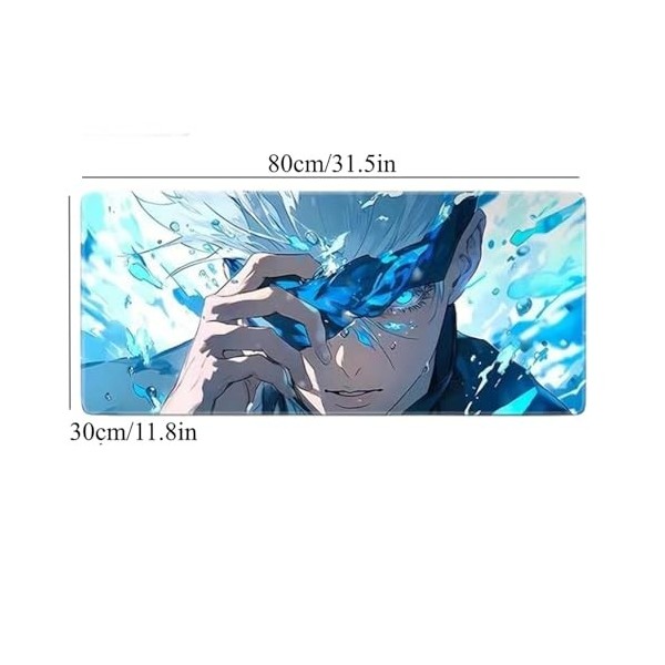 ButkUs Jujutsu Kaisen Satoru Gojo Anime Tapis de Souris XXL, 800x300x3mm, Tapis de Souris pour Jeux imperméable en Caoutchouc