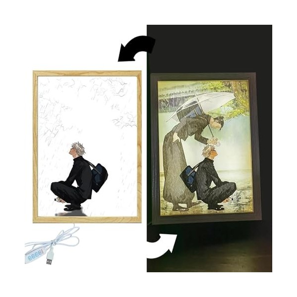 Anime Poster de Jujutsu Kaisen, Gojo Satoru et Geto Suguru Tableau Decoration Murale, DIY Cadre Photo avec Art Dombre Légère