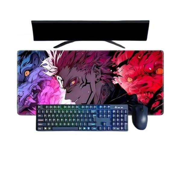 Jujutsu Kaisen Ryomen Sukuna Anime Tapis de Souris XXL, 800x300mm, Tapis de Souris pour Jeux imperméable et 3mm Base en Caout