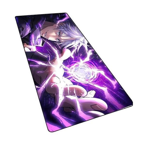 Tapis de souris de jeu avec bords cousus, Jujutsu Kaisen Gojo Satoru de 3 mm dépaisseur, base en caoutchouc antidérapante, t