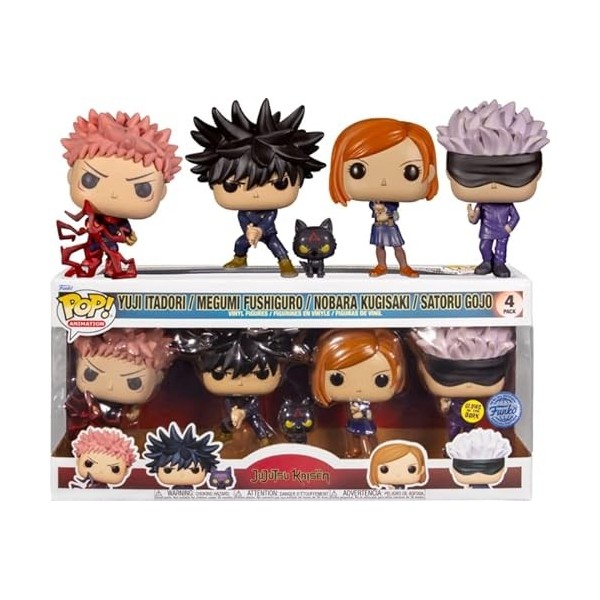 Funko Pop! 4-Pack Animation Jujutsu Kaisen S1 - Yuji Itadori/Megumi Fushiguro/Nobara Kugisaki/Satoru Gojo Glows in The Dark 