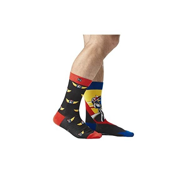 [ X ] CAPSLAB Chaussette Homme Goldorak Coton, 1 Paire de Chaussettes Fantaisie Homme, Édition Limitée et Originale, Rouge, N