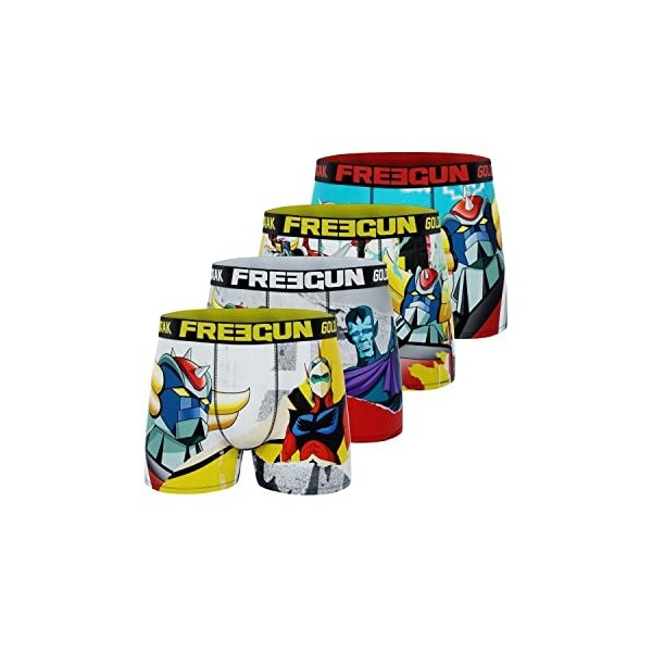 FREEGUN Boxer Homme Goldorak, Caleçon Homme Authentique et Original Lot de 4 , Multicolore, Taille M