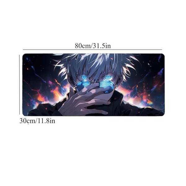 Jujutsu Kaisen Satoru Gojo Tapis de Souris XXL Multifonction Gaming Anime, 800x300mm, Tapis de Souris Clavier Gaming imperméa