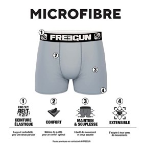 FREEGUN Caleçon Homme Agréable, Boxer Homme, GOLDORAK, sans Déformation et Maille Aérée Lot de 3 , Rouge, Gris, Bleu, Noir, 