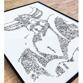 Goldorak - affiche biographie en portrait | poster du vaisseau de guerre extra terrestre | cadeau illustration noir et blanc 