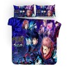 NICHIYOBI Jujutsu Kaisen Parure de lit 3 pièces avec housse de couette et taie doreiller, microfibre, impression numérique 3
