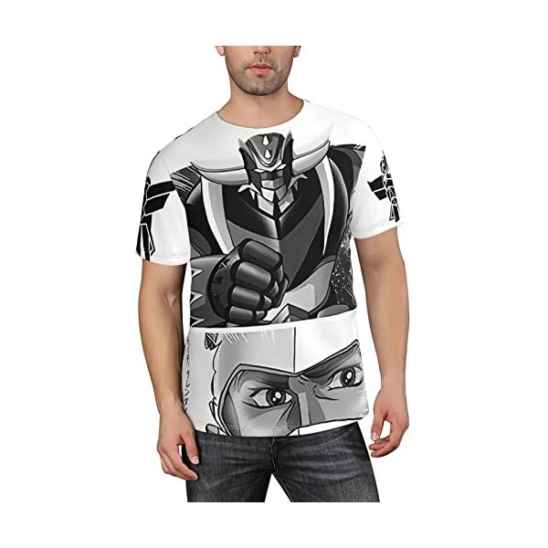 T-shirts amusants 3D Goldorak japonais Super Robot Manga Series Novelty T-Shirts Streetwear, Noir , XL