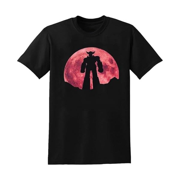 Red Moon Grendizer T-Shirt Grendizer Goldrake Goldorak Anime 70s 80s UFO Space Robot Mens Tee Noir Tee Cartoon Mens Tee, Noir