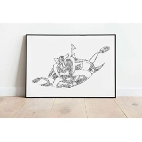 Goldorak - affiche biographie en portrait | poster du vaisseau de guerre extra terrestre | cadeau illustration noir et blanc 