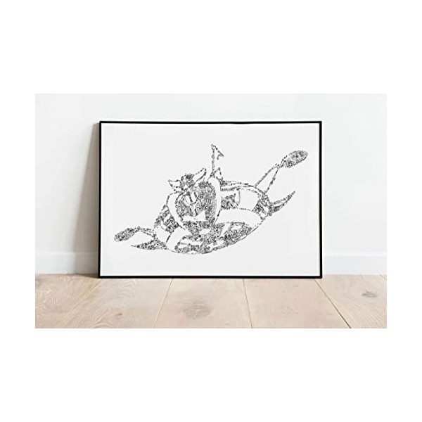 Goldorak - affiche biographie en portrait | poster du vaisseau de guerre extra terrestre | cadeau illustration noir et blanc 