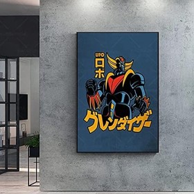 tableautoile peinturetableau decorationewall Art|55x75cm|sans Cadre Goldorak Visage Rétro Anime Mur Art Peinture Décor Photos