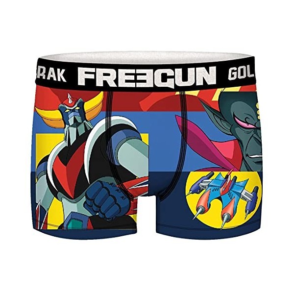 FREEGUN Calecon Boxer Homme Microfibre Goldorak, Rouge, Gris, Bleu, Marron Taille S