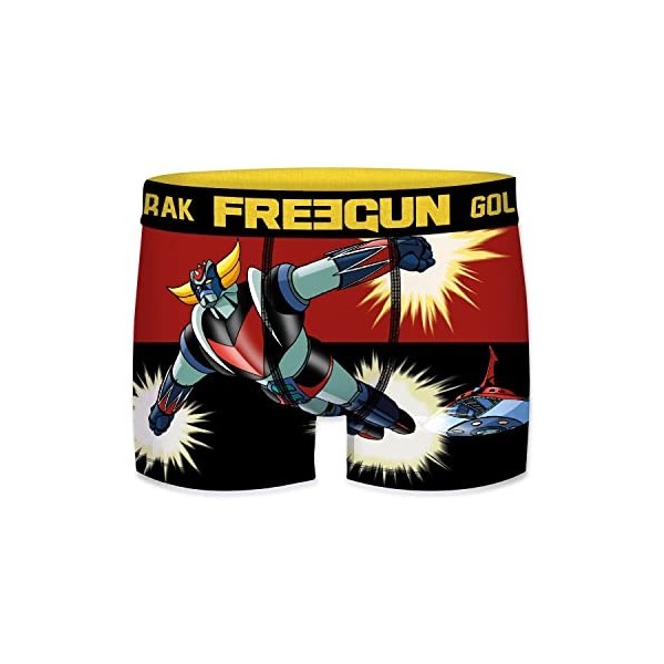 FREEGUN Calecon Boxer Homme Microfibre Goldorak, Rouge, Gris, Bleu, Marron Taille S