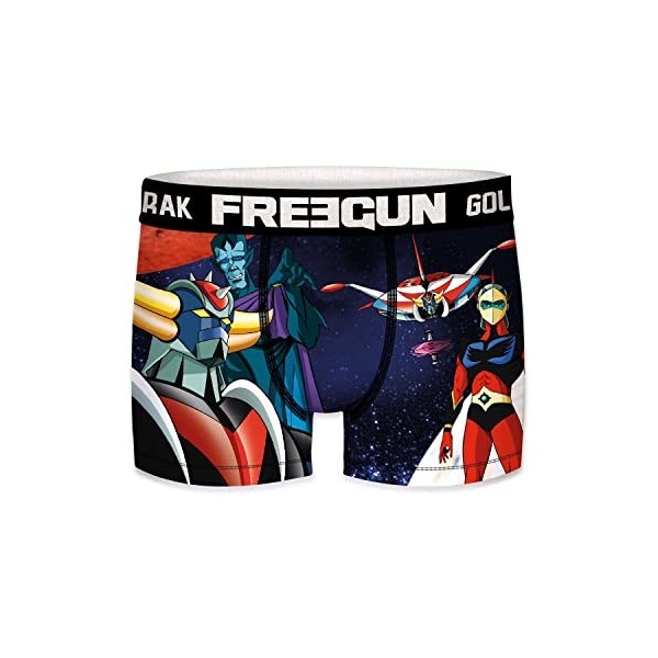 FREEGUN Calecon Boxer Homme Microfibre Goldorak, Rouge, Gris, Bleu, Marron Taille S