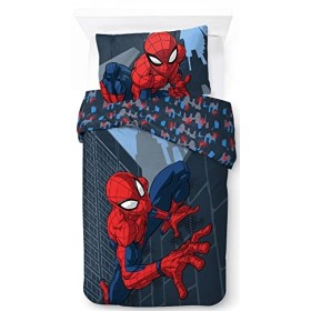 Jay Franco Marvel Spiderman Rues de la Ville, Parure de lit Enfant 200x200 cm, 100% Coton, lit 2 Places - Comprend 1 Housse d