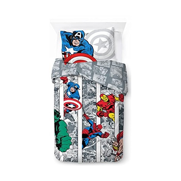 Jay Franco Marvel Spiderman Rues de la Ville, Parure de lit Enfant 200x200 cm, 100% Coton, lit 2 Places - Comprend 1 Housse d