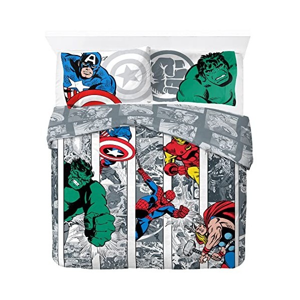 Jay Franco Marvel Spiderman Rues de la Ville, Parure de lit Enfant 200x200 cm, 100% Coton, lit 2 Places - Comprend 1 Housse d
