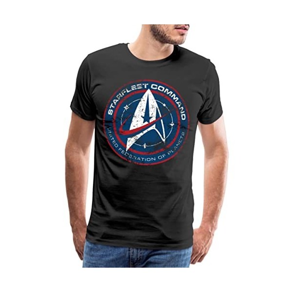 Spreadshirt Star Trek Discovery Emblème Starfleet Command T-Shirt Premium Homme, 5XL, Charbon