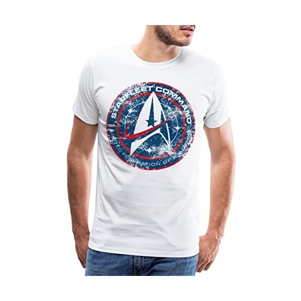 Spreadshirt Star Trek Discovery Emblème Starfleet Command T-Shirt Premium Homme, 5XL, Charbon