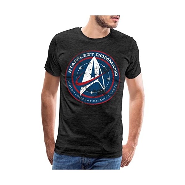 Spreadshirt Star Trek Discovery Emblème Starfleet Command T-Shirt Premium Homme, 5XL, Charbon