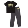DC Comics Batman Camo Drip Logo Herren Lange Pyjamas Set Schwarz/Dunkelgrau M | PJs, Superheld Nachtwäsche, Geschenkidee für 