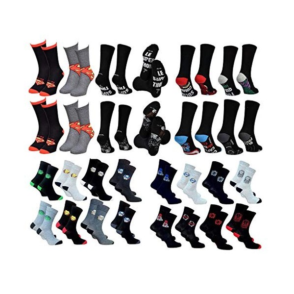 Disney Socks And Underwear - Chaussettes homme Marvel, Avengers,Dc Comics en Coton -Assortiment modèles photos selon arrivage