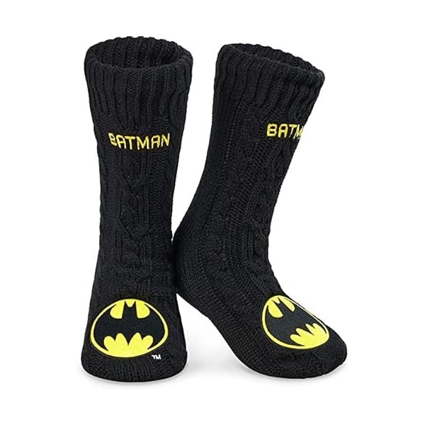 DC Comics Chaussette Chausson Homme Batman, Chaussettes Fantaisie en Polaire