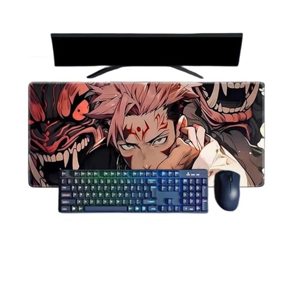 Jujutsu Kaisen Itadori Yuji Anime Tapis de Souris Gaming XXL, 800x300mm, Tapis de Souris Clavier Gaming imperméable et 3mm Ba