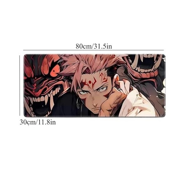 Jujutsu Kaisen Itadori Yuji Anime Tapis de Souris Gaming XXL, 800x300mm, Tapis de Souris Clavier Gaming imperméable et 3mm Ba