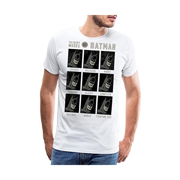 Spreadshirt DC Comics Originals Portraits De Batman T-Shirt Premium Homme, M, Blanc