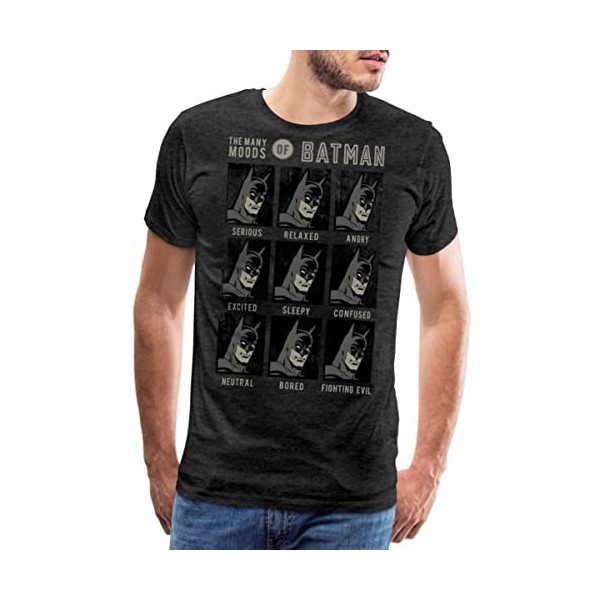 Spreadshirt DC Comics Originals Portraits De Batman T-Shirt Premium Homme, M, Blanc