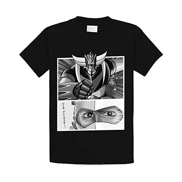 Summer New Goldorak T-Shirt Goldorak & Actarus Tees Mens Short Sleeve Tshirt Cotton Harajuku BlackL