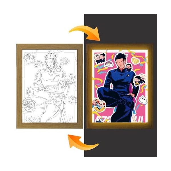 FunLake Jujutsu Kaisen LED Art – Gojo Satoru, Getou Suguru & Amanai Riko Edition, alimentation USB, 3 modes déclairage