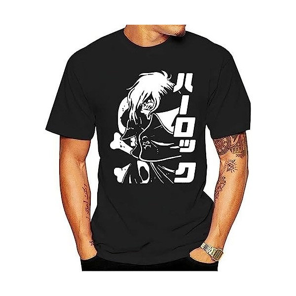 Awesome Space Pirate Captain Harlock Albator Anime T T-Shirts à Manches Courtes Young Design Soft Cotton Homme Tee T-Shirts à