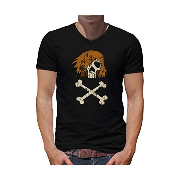 TShirt-People Albator Dead T-shirt col en V pour homme Harlock Space Manga - Noir - Large