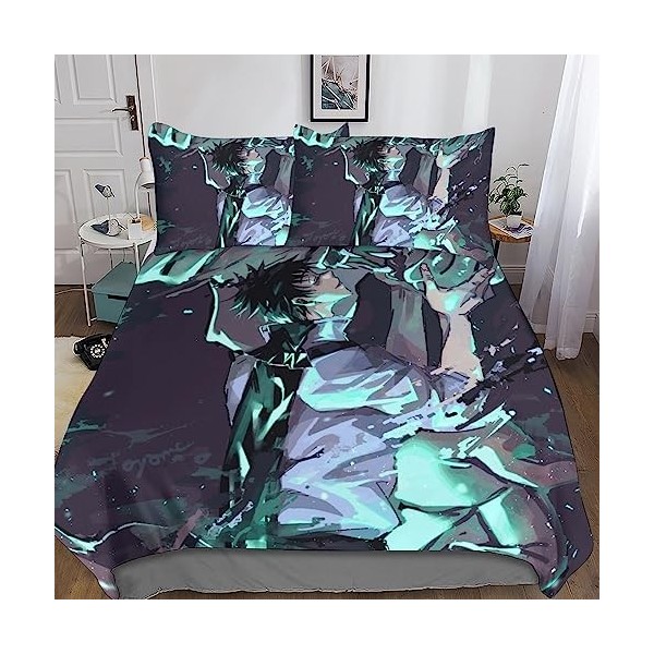 UKALOU Jujutsu Kaisen Housse De Couette 3D Parure De Lit, Housse De Couette Microfibre avec Fermeture À Glissière Et Taies D