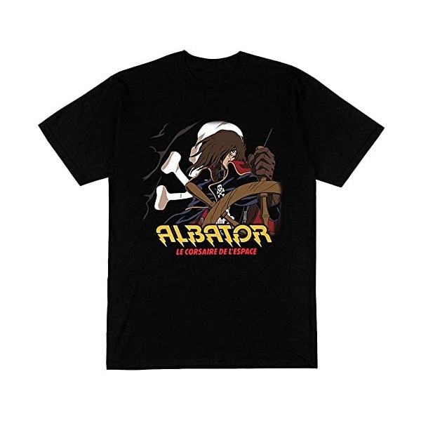 T-shirt pour homme Noir Albator série 88 Manga Animated Privateer Pirate Space, Noir , XXL